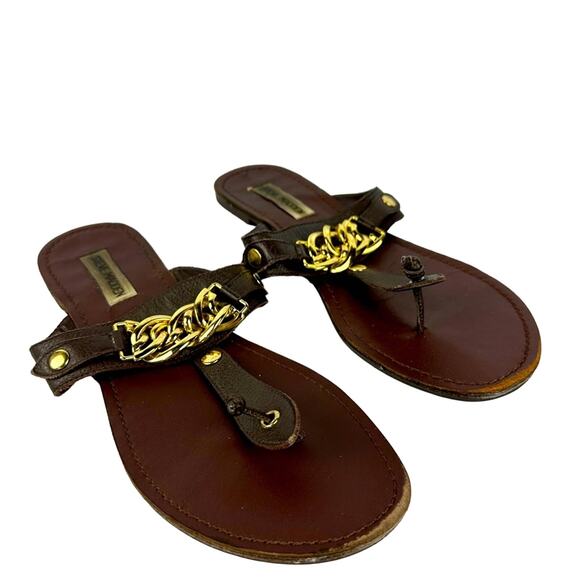 Steve Madden Thong Sandals with Gold Chain Women Size 8 - Picture 1 of 7